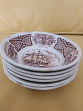 Alfred Meakin Ironstone Fruit Bowls Fair Winds U.S.S. Portsmouth Set of 6