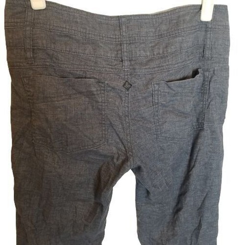 Prana Womens 8 Blue Straight Leg Button Fly Mid Rise Hemp Blend Capri Pants - Picture 8 of 8
