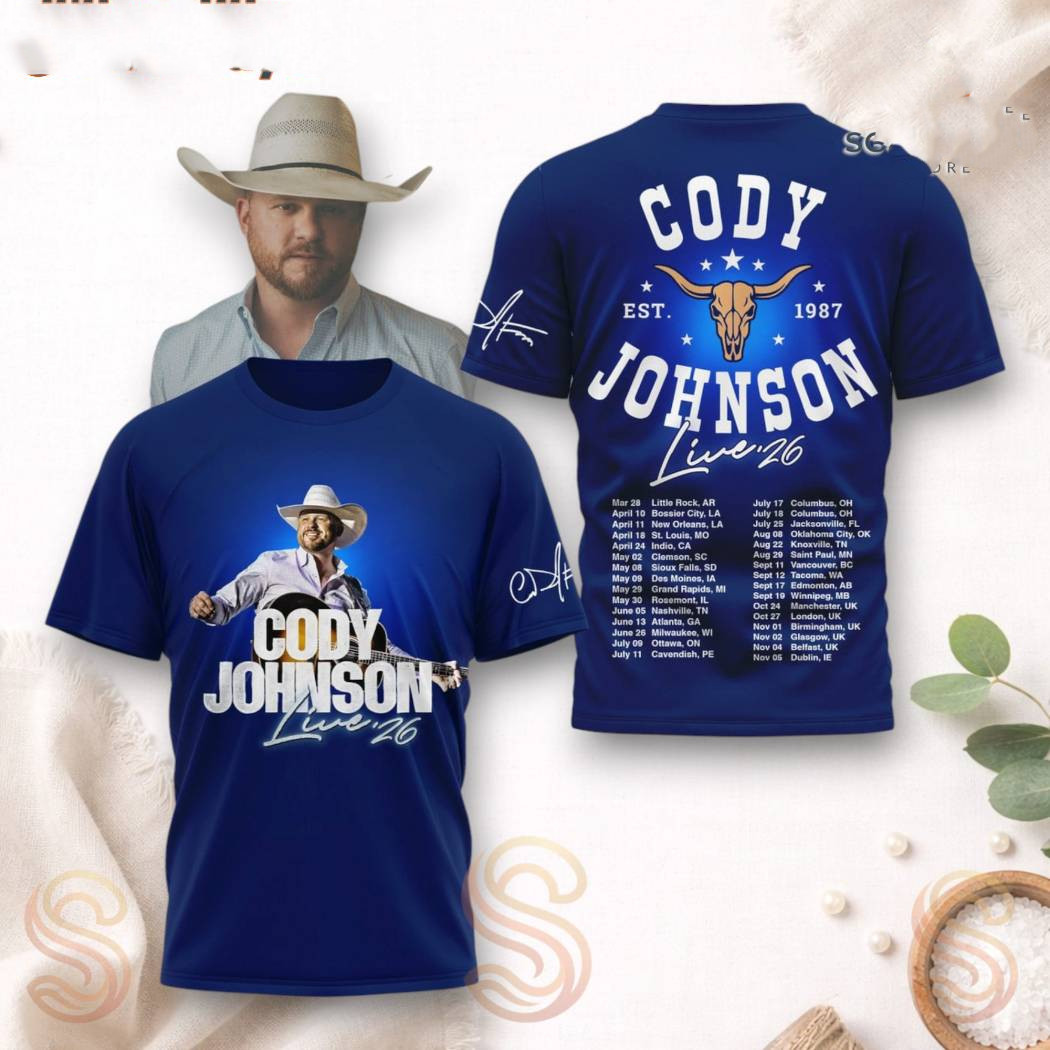 Cody Johnson Live ’26 Dates T-Shirt, 3D All Over Print, Unisex Fan Wear BO2971