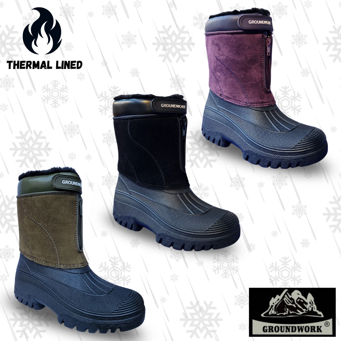 Womens Winter Wellies Thermal Lined Boots Zip Strap Warm Dog Walking Farm