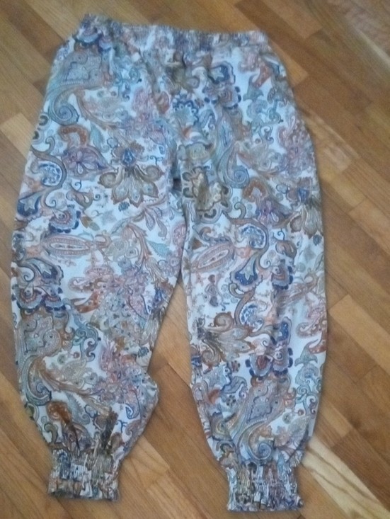 Paisley Print Elastic Cuff harem Pants - Multicolor 2x