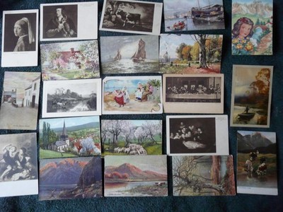 30 alte Postkarten mit Kunstbezug. Alle kleineren Karten. Einige frühe (144)