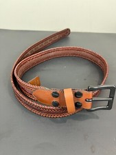 Beep Free Brown Italian Woven Leather Belt Size 42-44