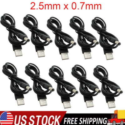 10-Pack 3ft 100cm USB to 2.5mm x 0.7mm Male Coaxial Barrel 5V DC Power Cable