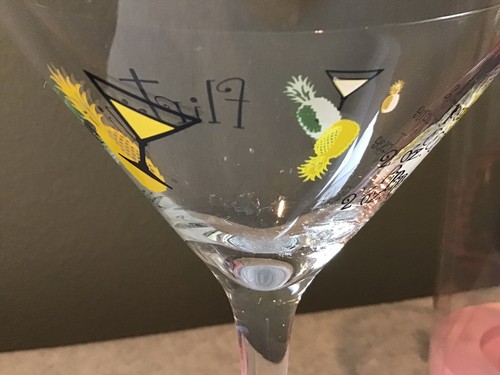 Minx 6oz Martini Glass Goblet Flirtini Recipe Pineapples - Picture 4 of 5