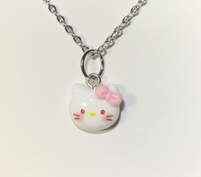 Silver Hello Kitty Charm Pendant On A Silver Necklace Chain 