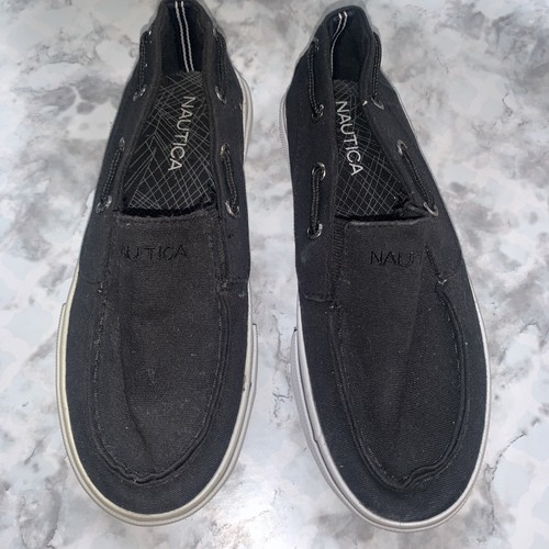 Nautica Boys Shoes Black White Size 13 Doubloon Slip On Boat Shoes
