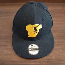 New Era x Pok mon Pikachu Cap 9FIFTY Black Youth Cotton USED Good F/S fromJP