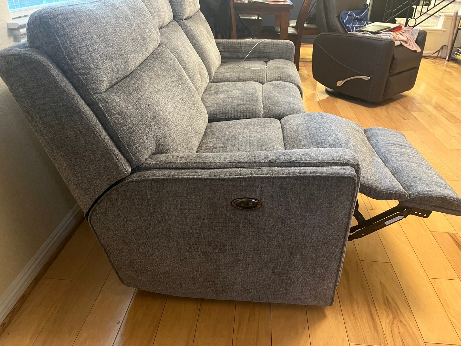 Hewitt Grey 85" Power Reclining Sofa with USB eBay