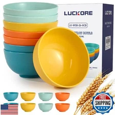 Luckore Unbreakable Wheat Straw Cereal Bowls, 26 oz Reusable Cereal Bowls Set