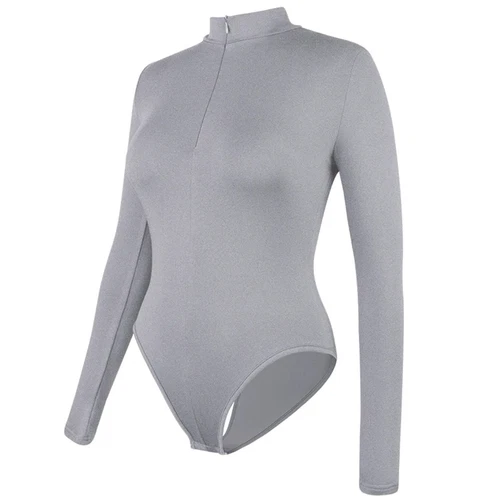 Body donna finto collo foderato in pile manica lunga girocollo casual body top - Foto 9 di 12