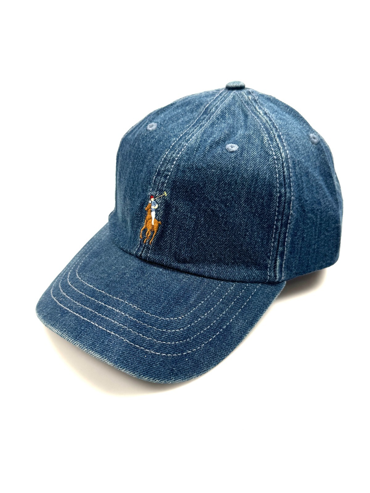 CAPPELLO JEANS POLO RALPH LAUREN MULTICOLORE PONY BLU NAVY NUOVO CON ETICHETTE
