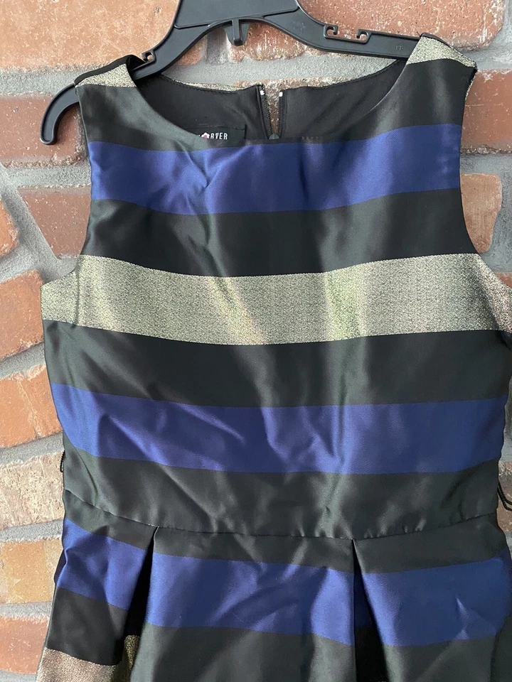 Amy Byer girls kids dress Holliday Hanukkah party dress Blue Gold Striped Sz 10 - Image 4 of 4