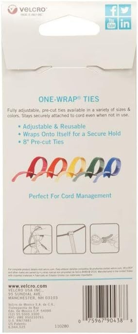 New Self Gripping Cable Ties Reusable Strong & Adjustable Velcro Brand 8" x 1/2"