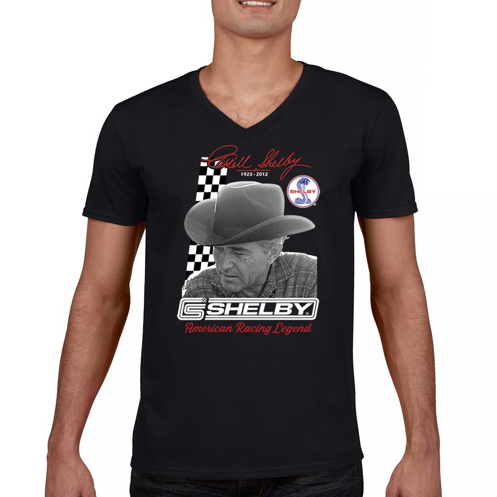 ALTRA Maglietta collo a V Carroll Shelby American Racing Legend Cobra Mustang GT500