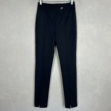 Veronica Beard size 4 Jessamy Pant straight leg front slit navy wool blend NEW
