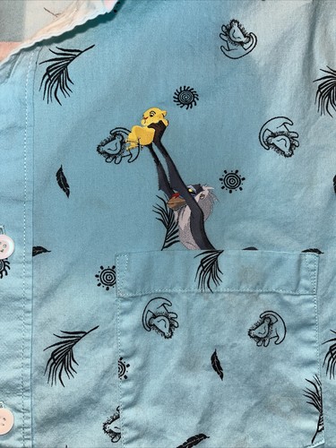 Disney The Lion King Simba Rafiki Hawaiian Button Shirt Mens Small - Picture 3 of 12