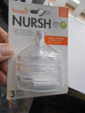 3 Pack: Boon Nursh Silicone Nipple Medium 3 Mo. - Modeled After Mom