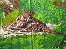 Cheetah Quilt Fabric 1 yd Brown Green Savanna Safari Big Cat Cotton Large Print