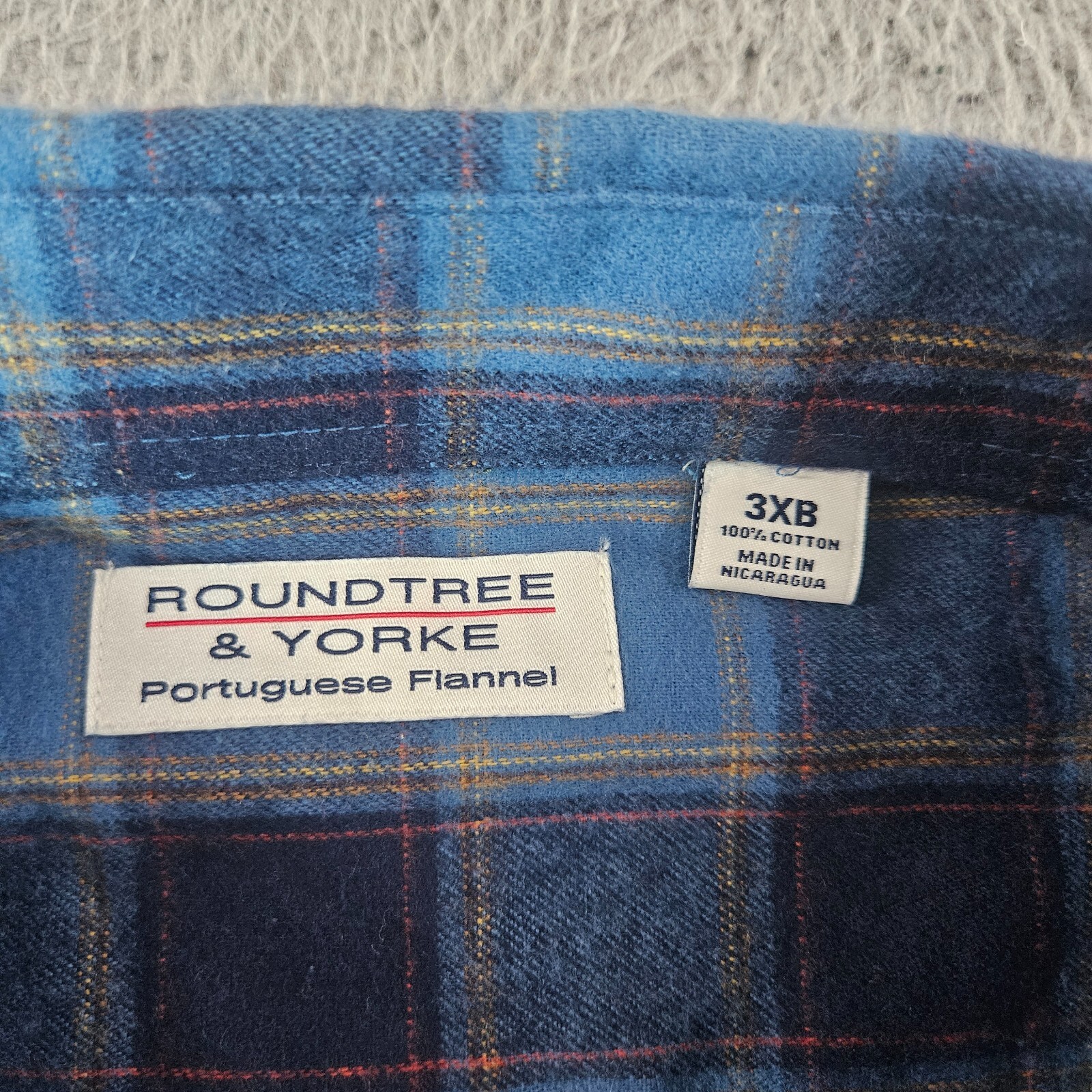 NWT Roundtree & Yorke Portuguese Flannel Shirt Men 3XB Blue Plaid