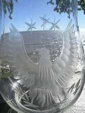 American Eagle 13 Stars Etched Glass Candlestick Hurricane Shade REPLACEMENT