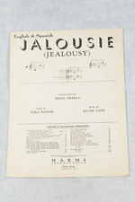Jalousie Jealousy, Jacob Gabe English Spanish Piano Voic Sheet Music 1926