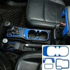 Blue Gear Shift + Cup Holder + 4WD+ Armrest Key Trim Cover For Wrangler JL 18+