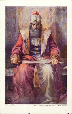 Postcard Art Saul Broods Old Testament Series J. Tillack 6.30 x 4 Vintage