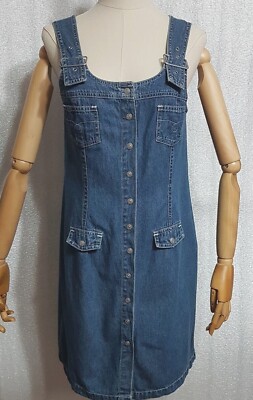 john baner denim dress Vintage JOHN BANER Women Denim/Jeans Blue Dress Robe Sleeveless Size US  8/UK 12