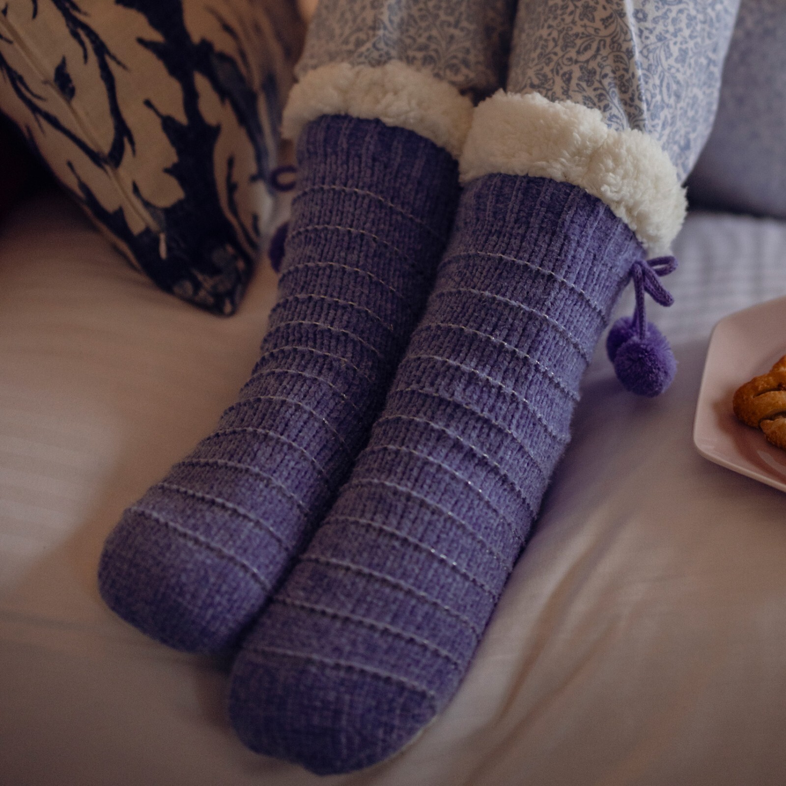 SAOLA Calzini Ciabatte Donna Morbidi Ciniglia con Suola Mocassino 1 Paio Taglia 4 8 Elle