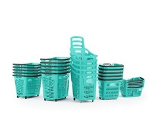 OCEANIS Plastic Shopping Trolley Basket w/ Wheels Recycled Ocean Plastic Retail