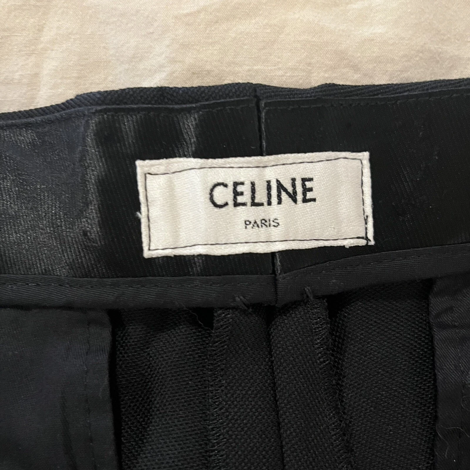 Pantaloni Celine neri 100% lana nuovi con etichette taglia FR40 US10