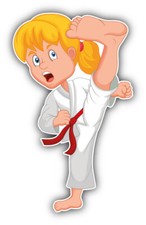 Funny Karate Girl Fighter Cartoon Car Bumper Sticker Decal