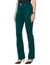 IMAN Global Chic Dark Green Stretch 360 Slim Boot-Cut Jean New P Petite