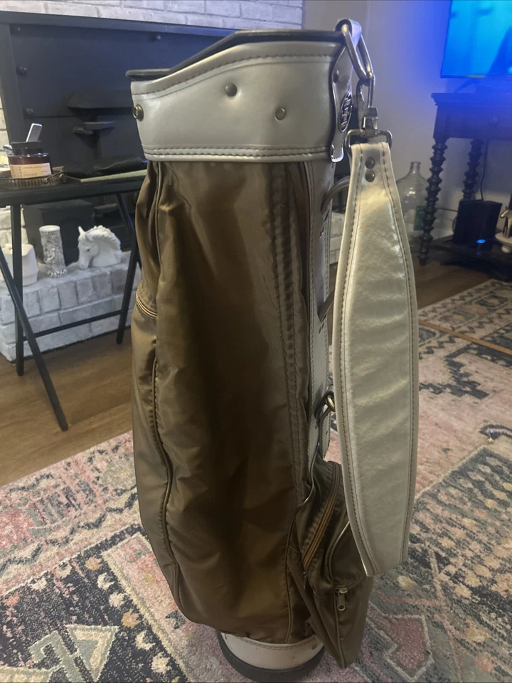 Vintage NOS Wilson W/S Professional 3-Way Golf Bag With Cover Brown Beige - Image 4 of 4