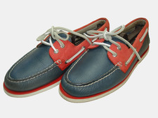 Men's 9 SPERRY Top-Sider GOLD CUP Blue Red Leather 2 Eye Boat Shoe Nautical Deck
