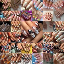 Acrylic False Nails with Gel Tabs - 24 Pcs Press on Nails Glueless Full Set