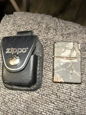 Vintage Camo Zippo With Black Zippo Carrying Case
