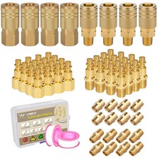58 Pcs Air Hose Fittings, 1/4" NPT Air Coupler  Plug Kit, Industrial Interch...