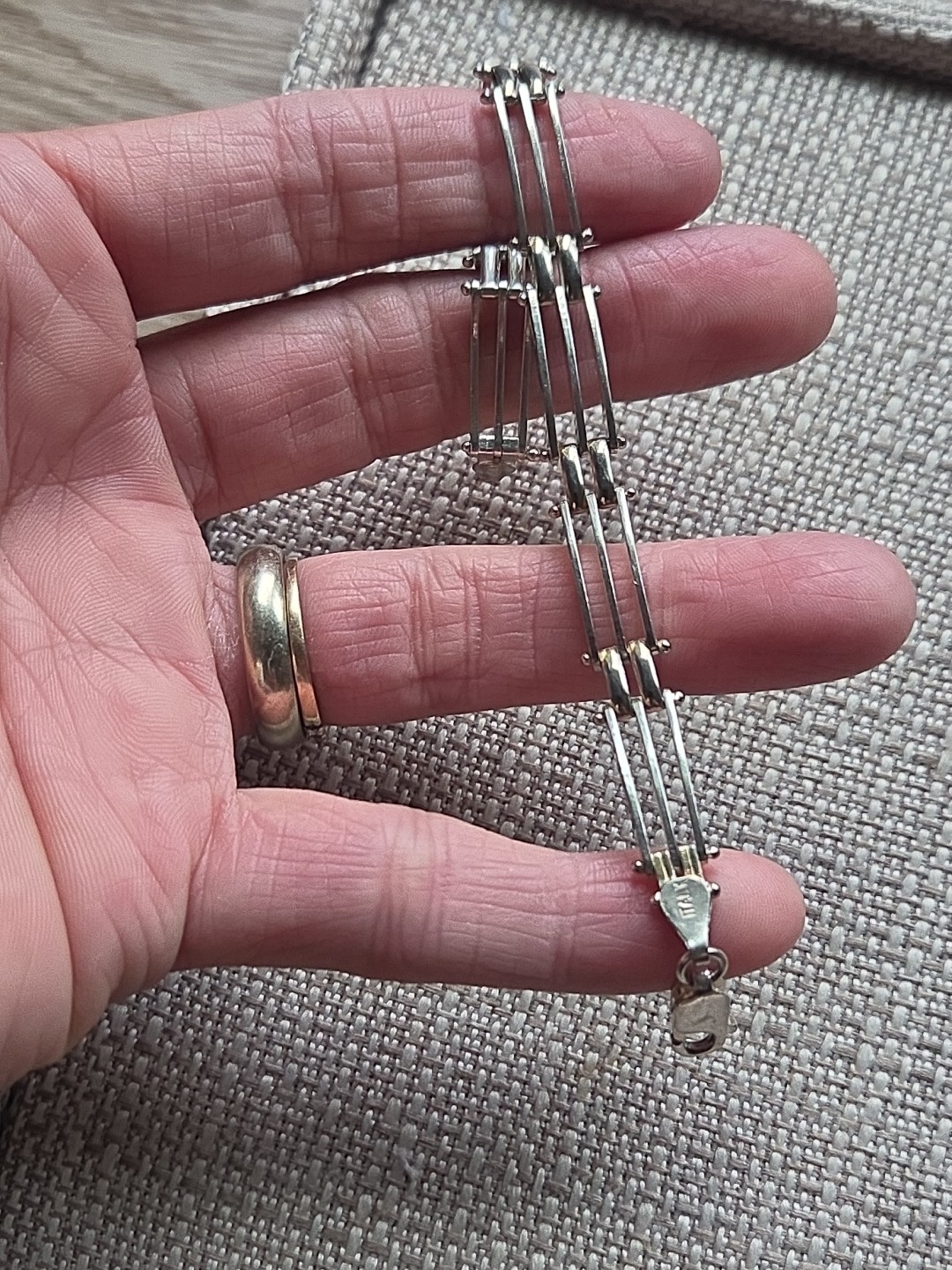 925 Sterling Silver rectangle Gate Link Bracelet … - image 5