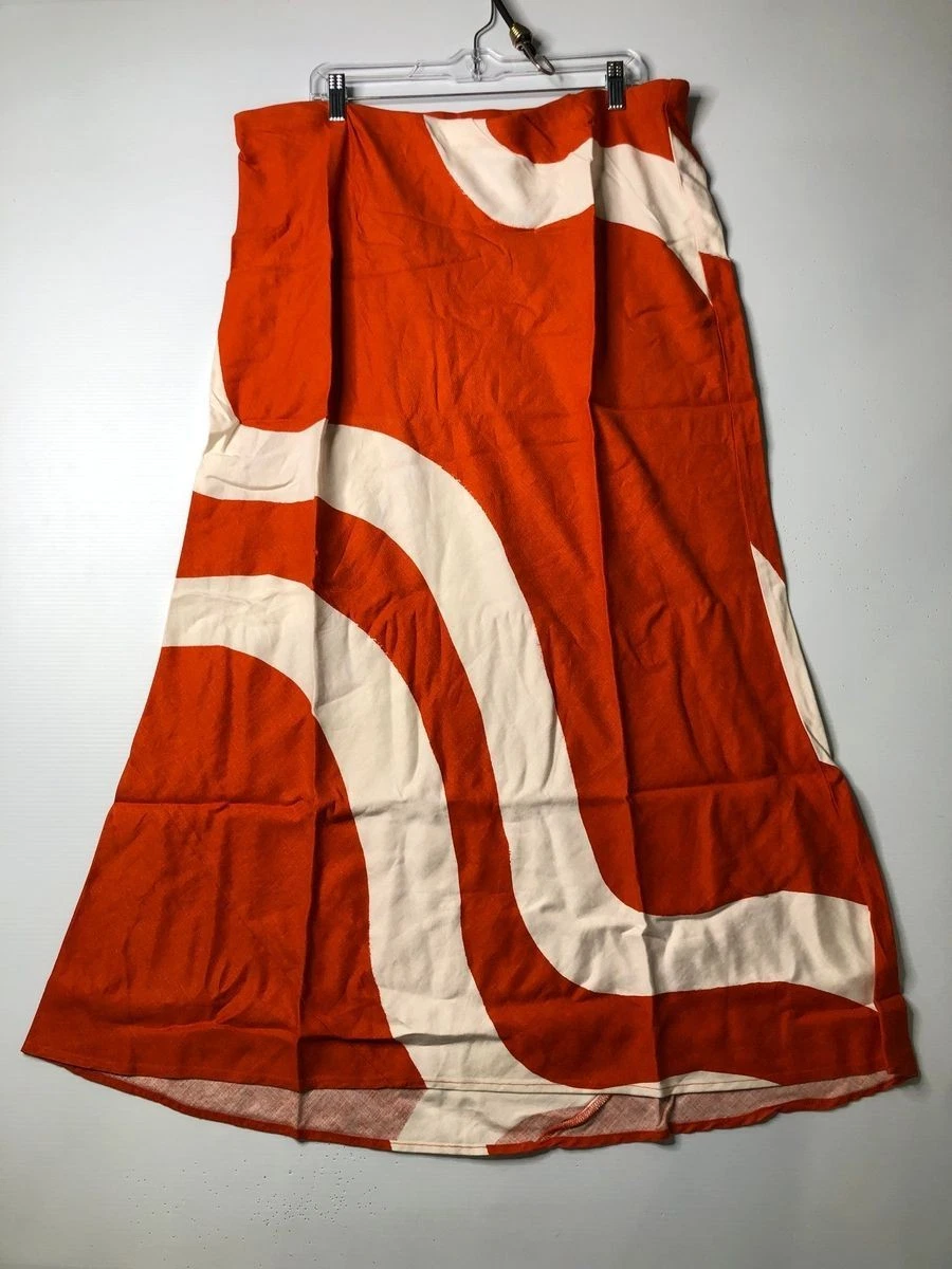 ANTHROPOLOGIE Tilda Linen Maxi Slip Skirt Women's Size 2X Plus Orange