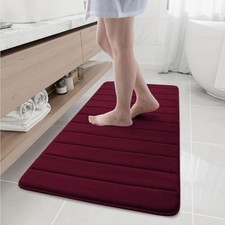 Memory Foam Bath Mat, Ultra Soft and Non-Slip 47" x 20" Rectangular Burgundy
