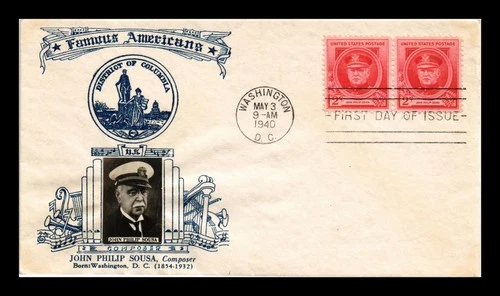 DR JIM STAMPS US COVER JOHN PHILIP SOUSA FAMOUS AMERICANS FDC CROSBY PHOTO