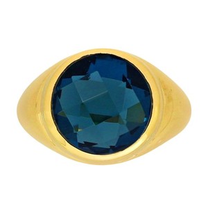 Authentic 18K Gold Plated London Blue Topaz Ring s.9 Jewelry TR01370