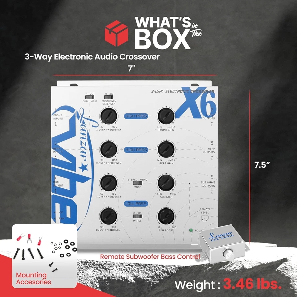Vibe 3-Way Electronic Audio Crossover - Remote Control, Compact Design in White - Image 4 of 4