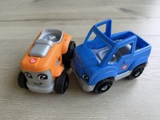Fisher Price Little People Vehicle Lot Jeep Truck Orange Blue FP Cars Toy EUC