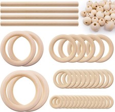 93 Pcs Macrame Kit with Wooden Rings, Beads  Sticks for DIY Crafts
