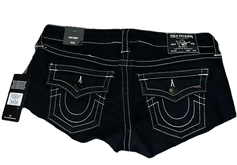 True Religion Spicy Shorts Size 28 Women's Black Denim - Image 2 of 2