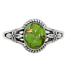 Copper Green Turquoise - Arizona 925 Sterling Silver Ring s.6 Jewelry R-1300