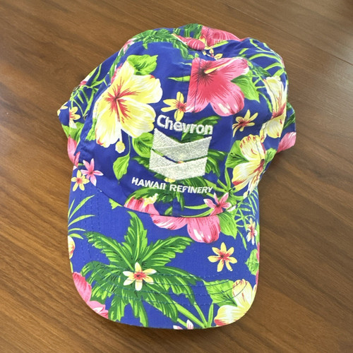 Chevron Hawaii Refinery Floral Hawaiian Print Blue/Multicolor Gas & Oil Cap Hat